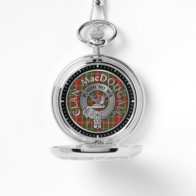 Clan MacDougall Crest & Tartan Horloge (Voorkant)