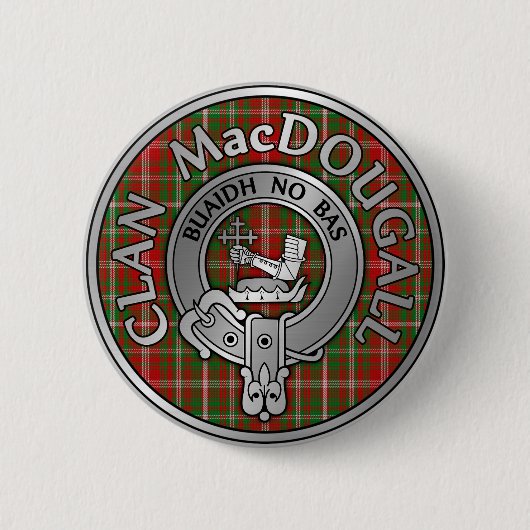 Clan MacDougall Crest & Tartan Ronde Button 5,7 Cm (Voorkant)