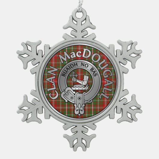 Clan MacDougall Crest & Tartan Tin Sneeuwvlok Ornament (Voorkant)