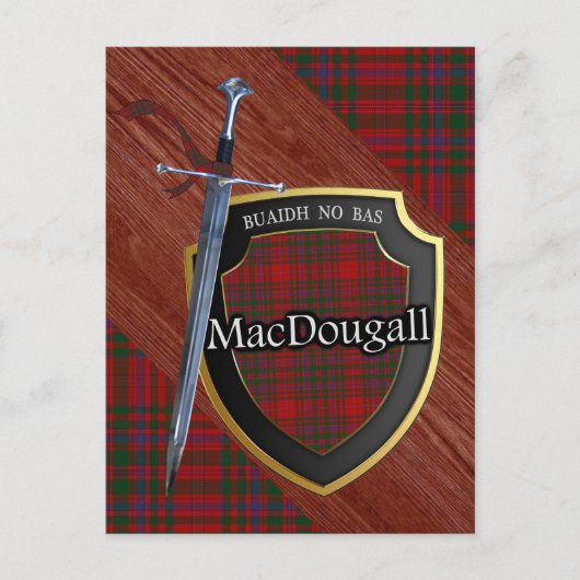 Clan MacDougall Tartan Sword & Shield Briefkaart (Voorkant)