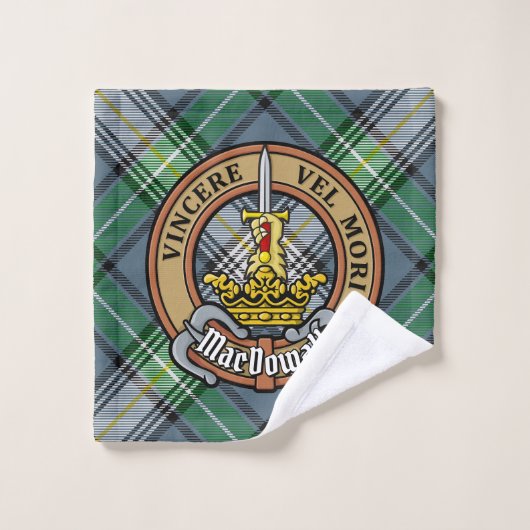 Clan MacDowall Crest over Tartan Bad Handdoek (Wasdoekje)