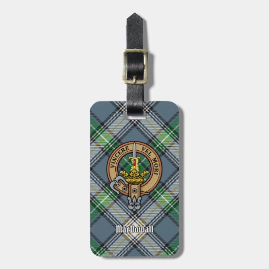 Clan MacDowall Crest over Tartan Bagagelabel (Voorkant verticaal)