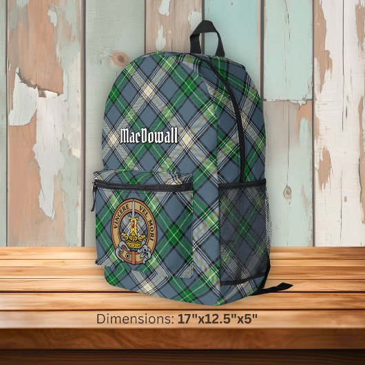 Clan MacDowall Crest over tartan Bedrukte Rugzak