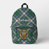 Clan MacDowall Crest over tartan Bedrukte Rugzak (Voorkant)