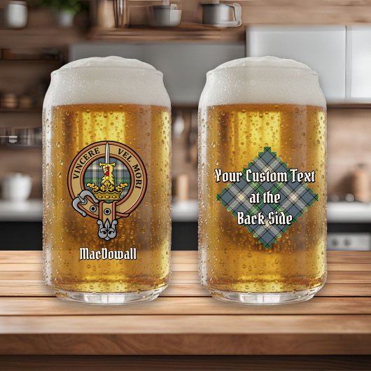 Clan MacDowall Crest over Tartan Blikvorm Glas