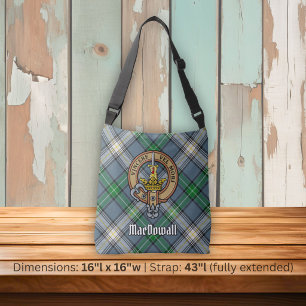 Clan MacDowall Crest over tartan Crossbody Tas