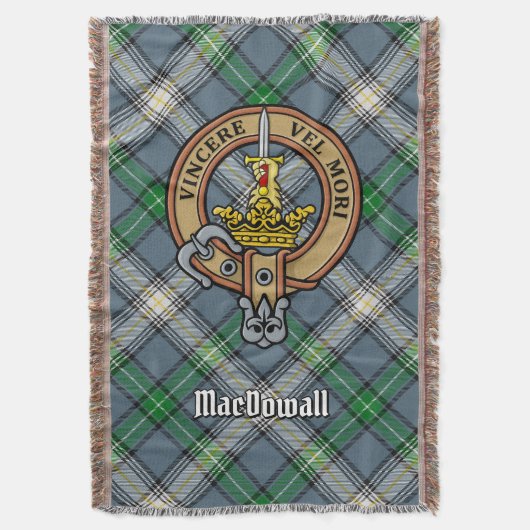 Clan MacDowall Crest over tartan Deken (Voorkant Verticaal)
