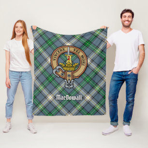 Clan MacDowall Crest over Tartan Fleece Deken