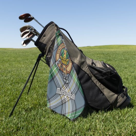Clan MacDowall Crest over Tartan Golfhanddoek (Groen)