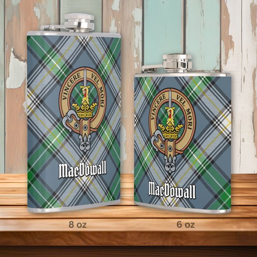 Clan MacDowall Crest over Tartan Heupfles