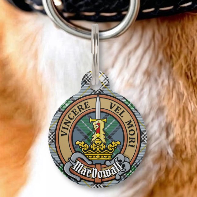 Clan MacDowall Crest over tartan Huisdierpenning (Creator heeft geüpload)