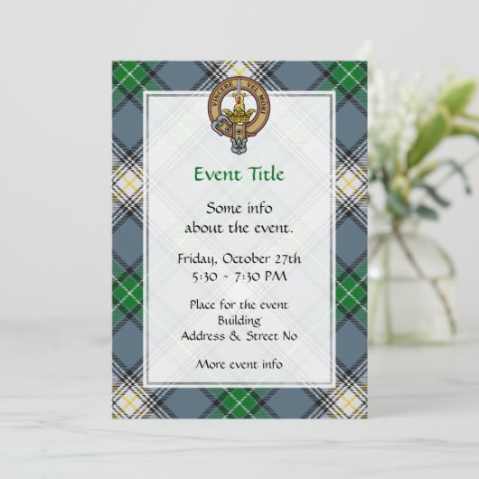 Clan MacDowall Crest over Tartan Kaart (Staand voorkant)