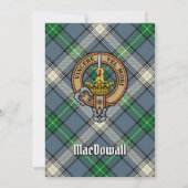 Clan MacDowall Crest over Tartan Kaart (Achterkant)
