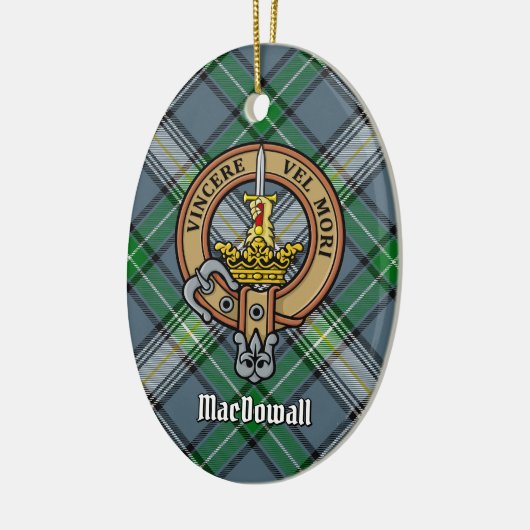 Clan MacDowall Crest over Tartan Keramisch Ornament (Links)