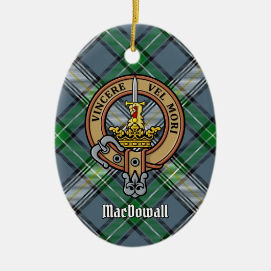 Clan MacDowall Crest over Tartan Keramisch Ornament (Voorkant)