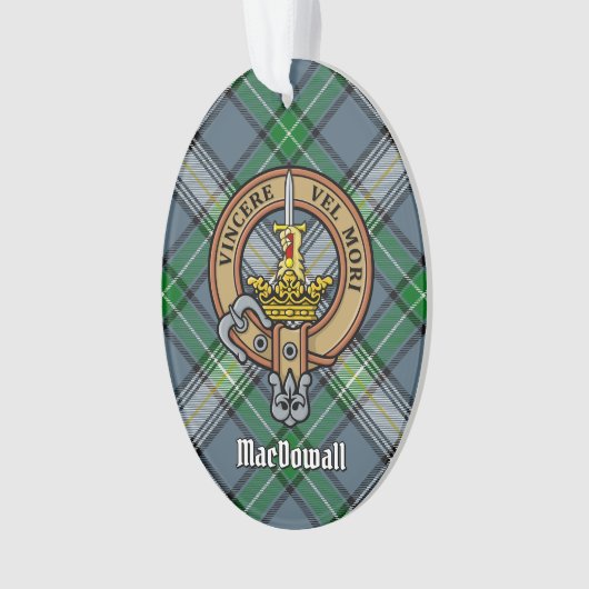 Clan MacDowall Crest over Tartan Ornament (voorkant)