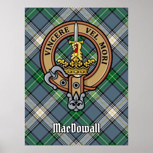 Clan MacDowall Crest over Tartan Poster (Voorkant)