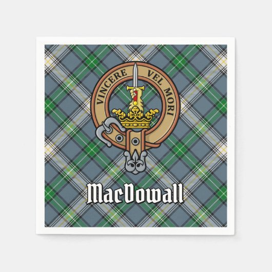 Clan MacDowall Crest over Tartan Servet (Voorkant)