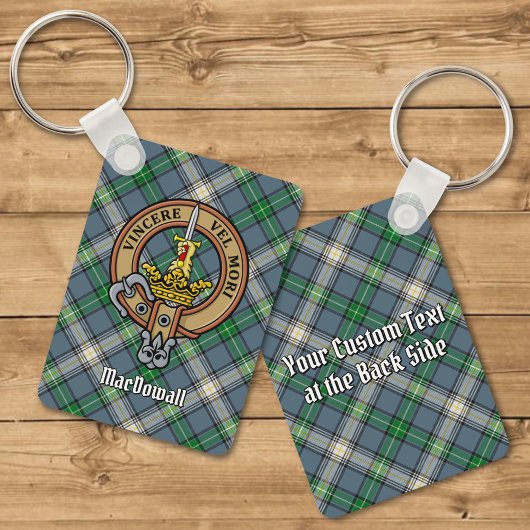 Clan MacDowall Crest over Tartan Sleutelhanger