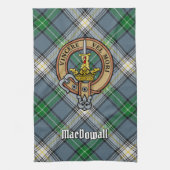 Clan MacDowall Crest over Tartan Theedoek (Verticaal)