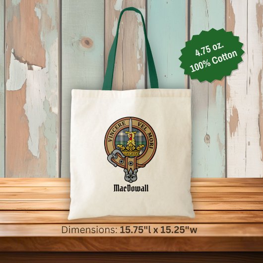 Clan MacDowall Crest over tartan Tote Bag
