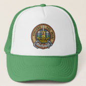 Clan MacDowall Crest over Tartan Trucker Pet (Voorkant)