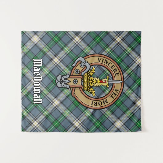 Clan MacDowall Crest over Tartan Wandkleed (Voorkant (horizontaal))