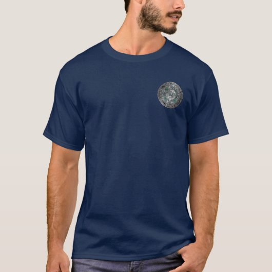 Clan MacDowall Crest & Schakel in Tartan T-shirt (Voorkant)