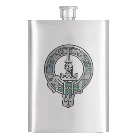Clan MacDowall Crest & Tartan Flask Flacon (Voorkant)