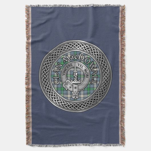 Clan MacDowall Crest & Tartan Knot Deken (Voorkant Verticaal)
