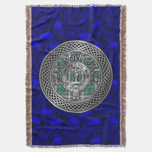 Clan MacDowall Crest & Tartan Knot Deken (Voorkant Verticaal)