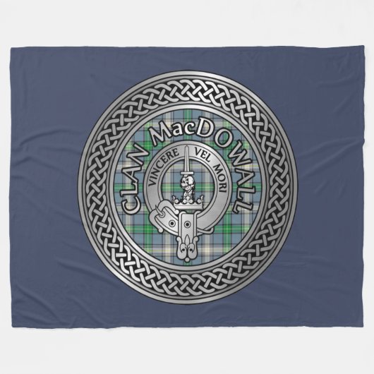 Clan MacDowall Crest & Tartan Knot Fleece Deken (Voorkant (Horizontaal))
