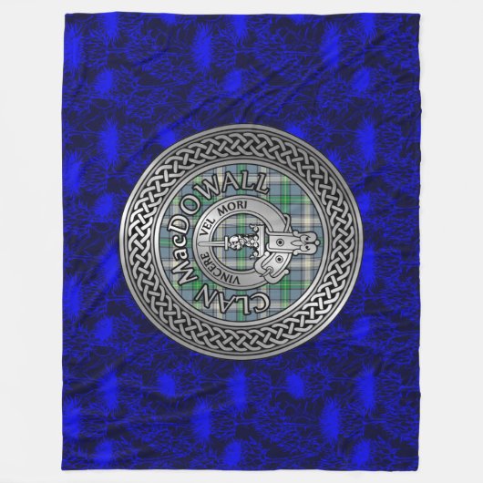 Clan MacDowall Crest & Tartan Knot Fleece Deken (Voorkant)
