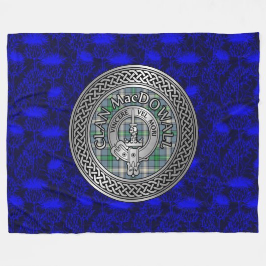 Clan MacDowall Crest & Tartan Knot Fleece Deken (Voorkant (Horizontaal))