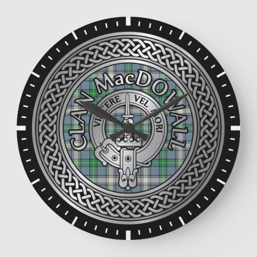Clan MacDowall Crest & Tartan Knot Grote Klok (Voorkant)