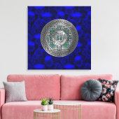 Clan MacDowall Crest & Tartan Knot op Thistle Canvas Afdruk (Insitu (Woonkamer))