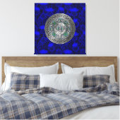 Clan MacDowall Crest & Tartan Knot op Thistle Canvas Afdruk (Insitu (Slaapkamer))