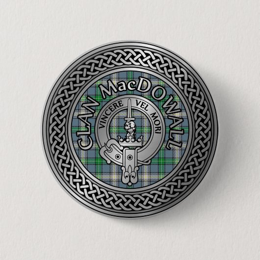 Clan MacDowall Crest & Tartan Knot Ronde Button 5,7 Cm (Voorkant)