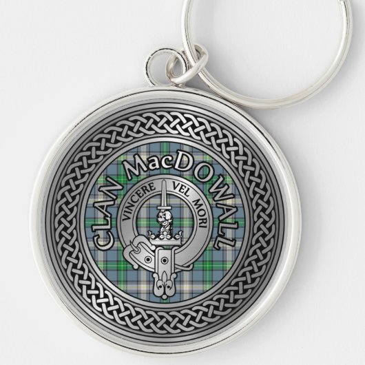 Clan MacDowall Crest & Tartan Knot Sleutelhanger (Voorkant)