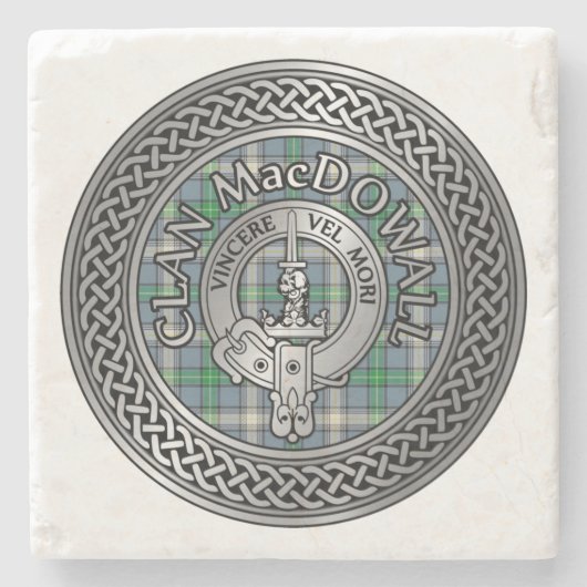 Clan MacDowall Crest & Tartan Knot Stenen Onderzetter (Voorkant)