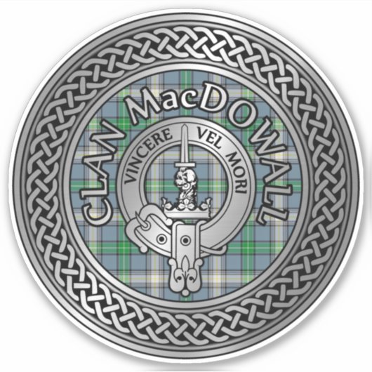 Clan MacDowall Crest & Tartan Knot Sticker (Voorkant)