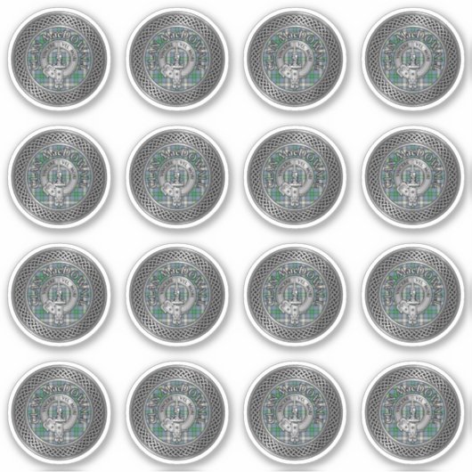 Clan MacDowall Crest & Tartan Knot Sticker (Voorkant)