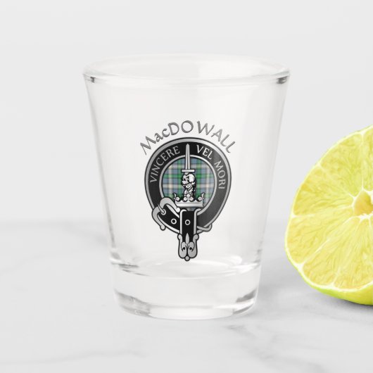 Clan MacDowall Crest & Tartan Shot Glass Glas (Voorkant)