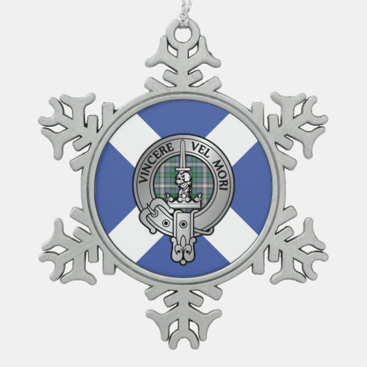 Clan MacDowall Crest & Tartan Tin Sneeuwvlok Ornament (Voorkant)