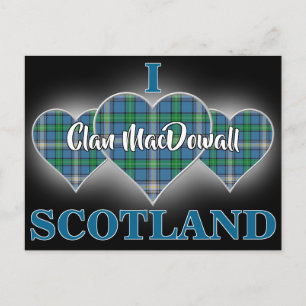 Clan MacDowall I Love Schotland Tartan Hart Briefkaart
