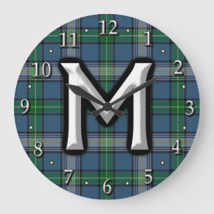 Clan MacDowall McDowell Letter M Monogram Tartan Grote Klok