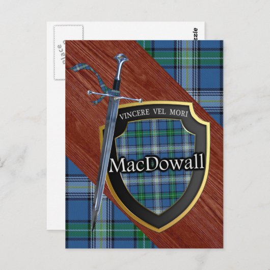 Clan MacDowall Tartan Sword & Shield Briefkaart (Voorkant / Achterkant)