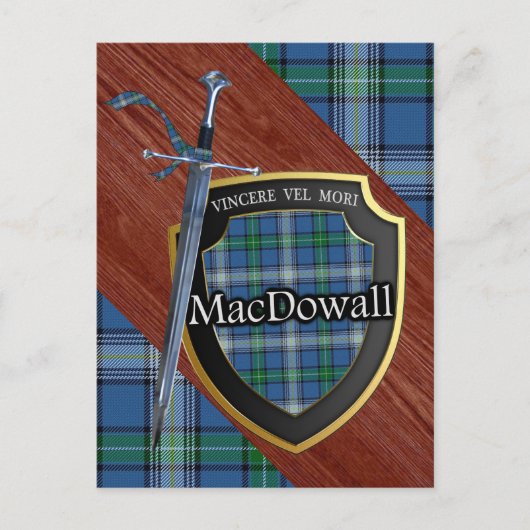 Clan MacDowall Tartan Sword & Shield Briefkaart (Voorkant)