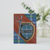 Clan MacDowall Tartan Zwaard & Schild Briefkaart (Staand voorkant)