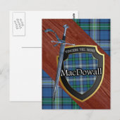 Clan MacDowall Tartan Zwaard & Schild Briefkaart (Voorkant / Achterkant)